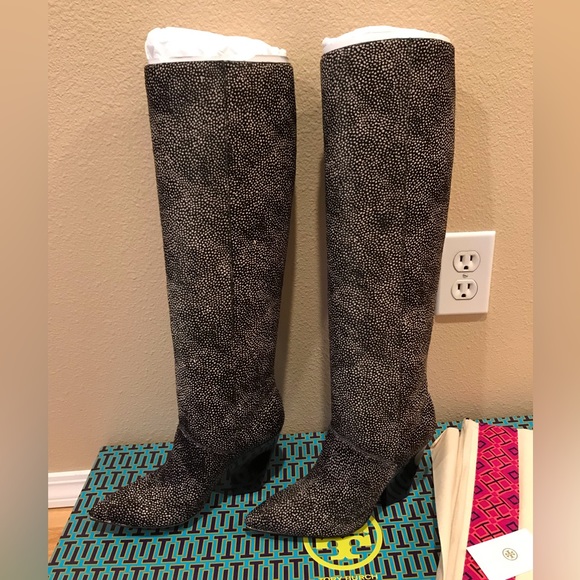 TORY BURCH LILA CALF HAIR KNEE BOOTS SIZE 7, 7.5, 8, 8.5 - Picture 2 of 11